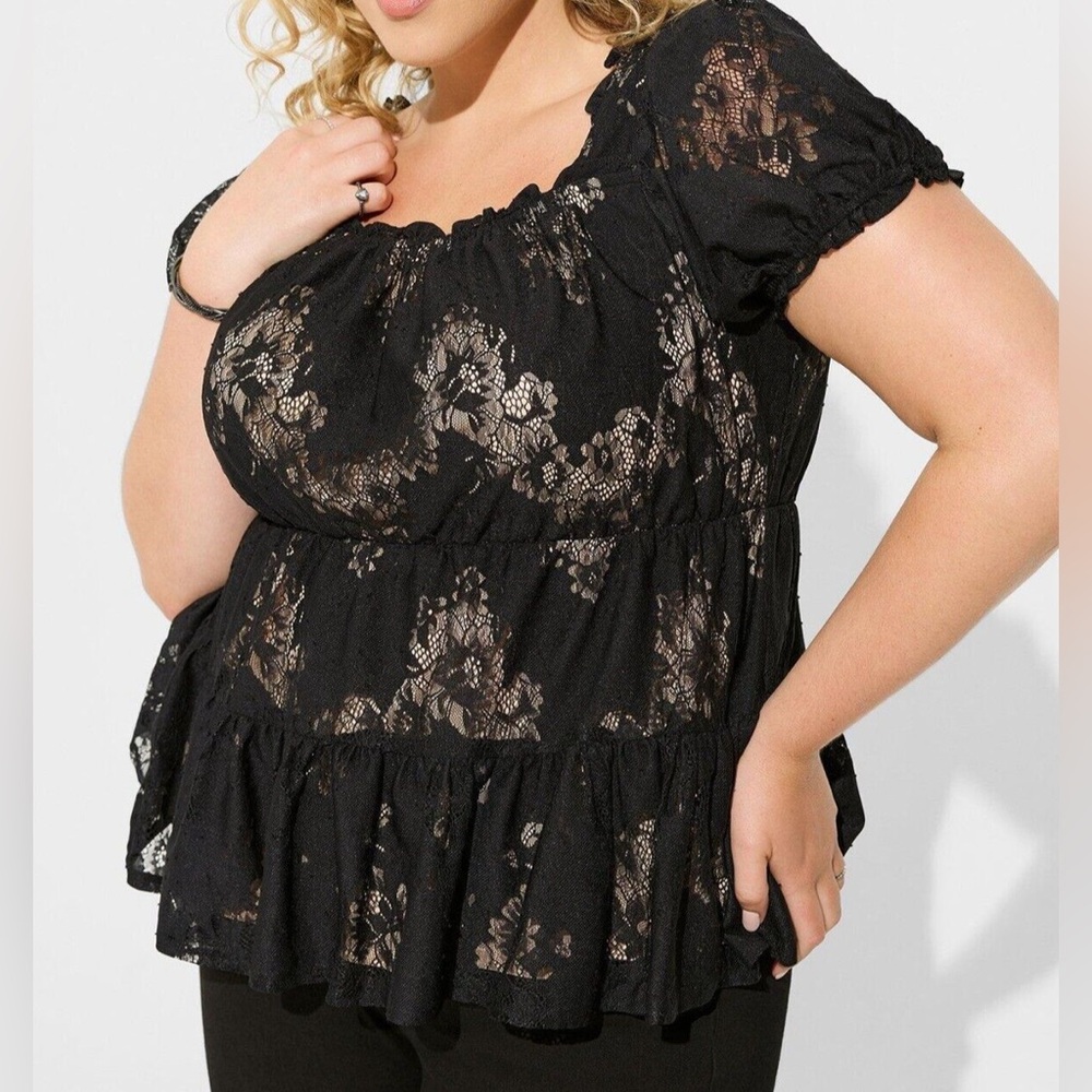 NWT Torrid Elegant Black Lace Blouse